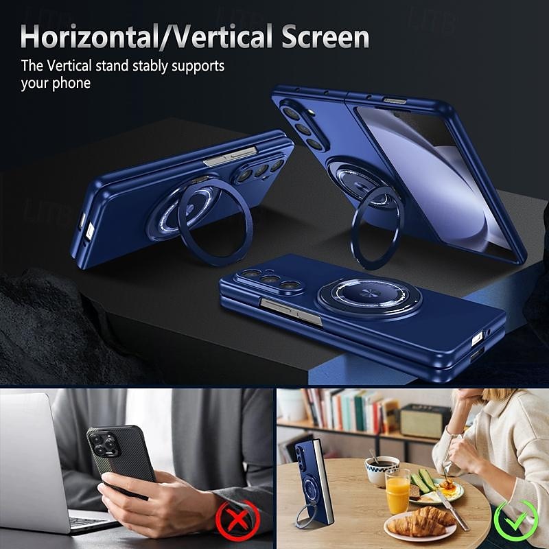 Phone Case For Samsung Galaxy Z Fold 7 Z Fold 6 Z Fold 5 Z Fold 4 Z Fold 3 Flip Cover Ring Holder Magnetic Support Wireless Charging Armor PC 2025 - $22.99 –P4
