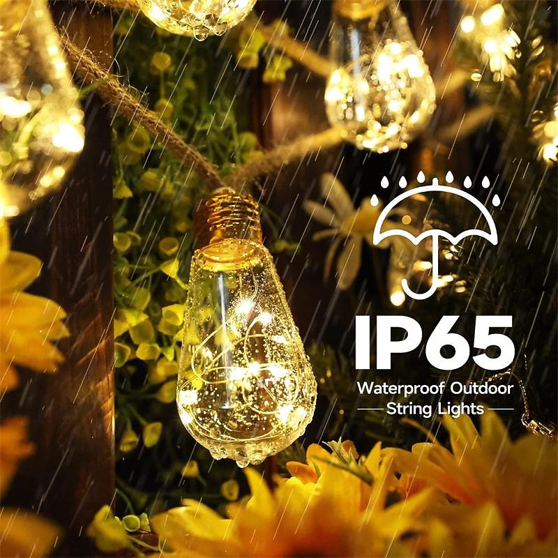 waterdichte henneptouw lichtsnoeren, 8m 160 led zonne-tuinverlichting voor kerstversiering 2026 - $71.99 –P5
