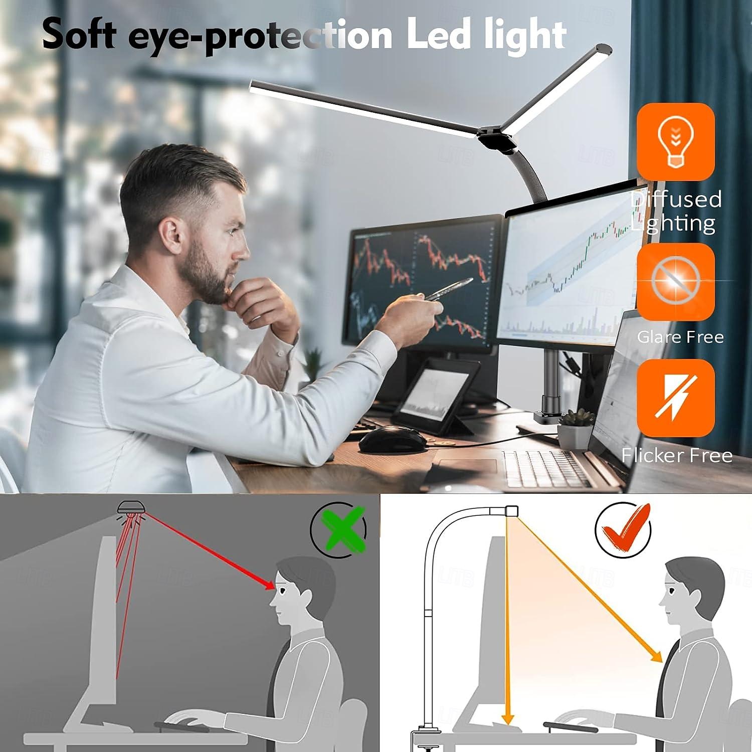LED Double Head Desk Lamp 24W Brightest Architect Double Swing-arm Table Lamps for Workbench, Monitor, Home Reading, Offices, Bedrooms and Dormitories 2025 - $128.99 –P6
