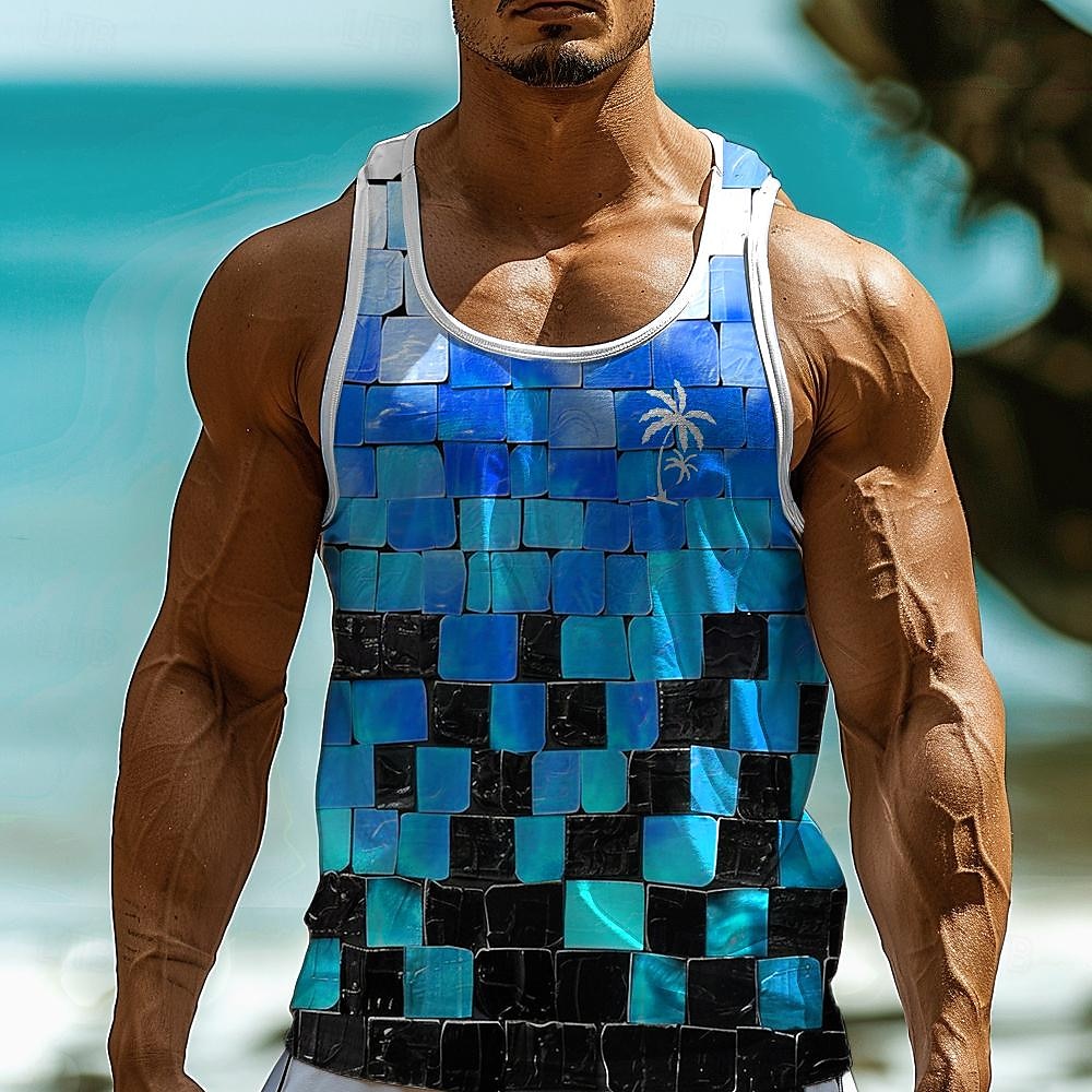 Férfi Rács Kókuszdió Mellény felső Ujjatlan póló 3D nyomtatás Terített nyak Ing Szabadság Divat Hawaii Hétköznapi Napi Hawaii Medence Narancssárga Nyár Tavasz Ruházat Szabályos S M L XL XXL XXXL 2025 - $16.49 –P4