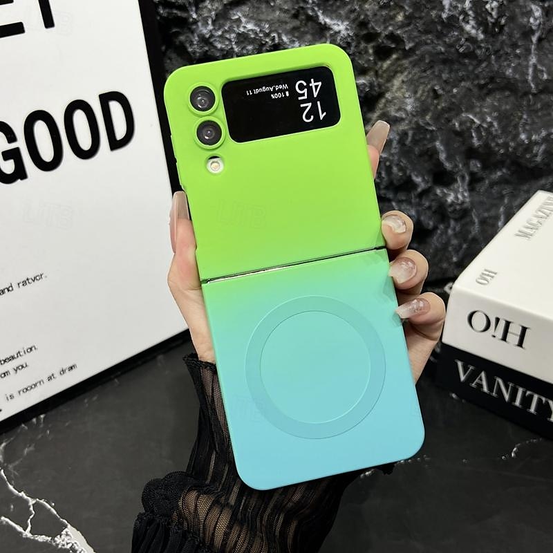 2025年 Samsung Galaxy Z Flip 6 Z Flip 5 Z Flip 4 Z Flip 3 用の電話ケース バックカバー ワイヤレス充電サポート ショックプルーフ カラーグラデーション TPU  コレクション – $12.99 –P4
