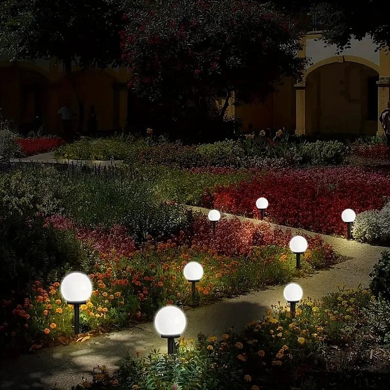 3 Stück Solar-Gartenlicht, kleines weißes Kugellicht, rundes Kugellicht, LED-Außendekoration, Landschaftsgarten, Villa, Rasenlicht, Bodensteckerlicht, wasserdicht 2025 - $24.99 –P9