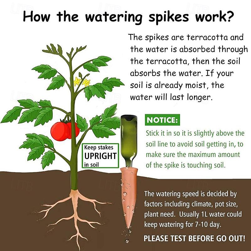 4 Pack Plant Watering Devices Terracotta Vacation Plant Waterer Wine Bottle Watering Stakes Slow Release Plant Watering Spikes Perfect Self Watering Devices for Indoor Outdoor Plants 2025 - $25.99 –P4