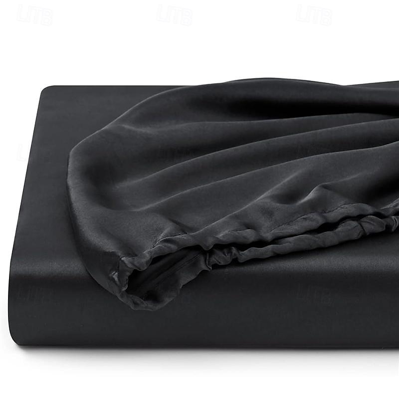 Cooling Satin Fitted Sheet Solid Color Mattress Cover with Elastic Band Bedsheet Single Double Queen King Size Fit Sheet 2025 - $18.49 –P13