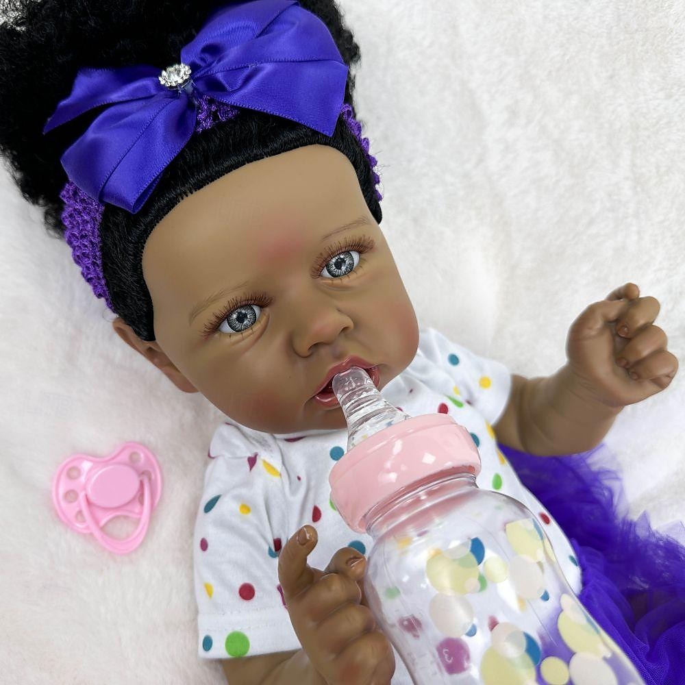 22 tum Svarta dockor Reborn-dockor Baby- och småbarnsleksak Docka Återfödd bebisdocka Spädbarn Babyflickor Afrikansk docka Återfödd bebisdocka Saskia Nyfödd levande Gåva Handgjord Ogiftig Vinyl 2025 - $166.99 –P8