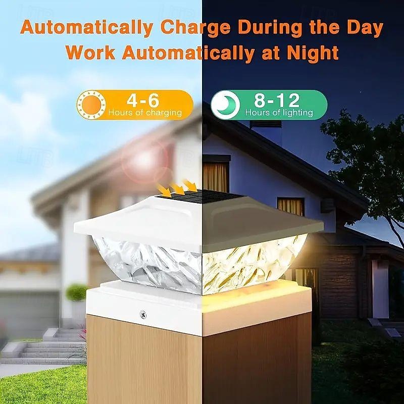 1pc Fence Post Solar Lights, Solar Post Cap Lights, Solar Powered Waterproof Deck Lights with Auto Switch, Suitable for Wood Fence Garden Patio 2026 - $21.99 –P6
