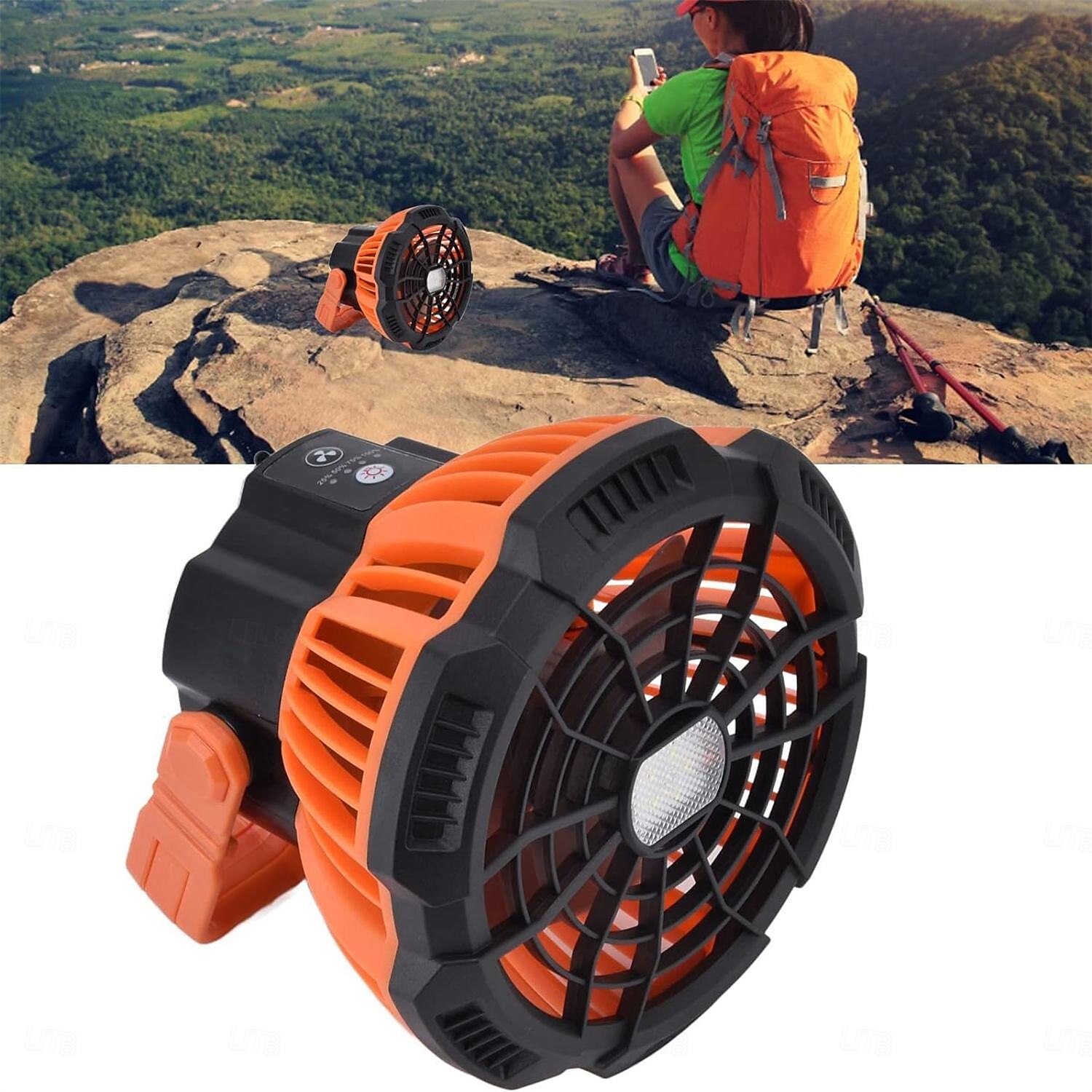 Battery Operated Fan with Light for Camping Tent & Hammock, 2 in 1 Remote USB Rechargeable Small Desk Fan With LED Lighting & Hanging Hook for Outdoor Camping, Office 2025 - $45.99 –P4