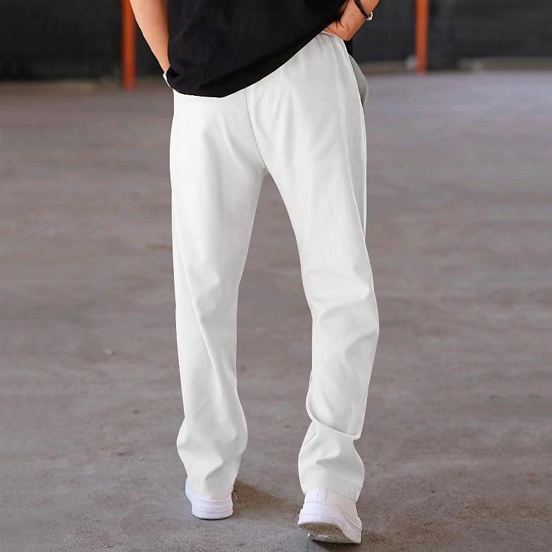 Per uomo Pantaloni della tuta Pantaloni A cordoncino Vita elastica Gamba dritta Liscio Comfort Sportivo Giornaliero Di tendenza Informale Verde militare Nero Media elasticità del 2026 a $21.99 –P3