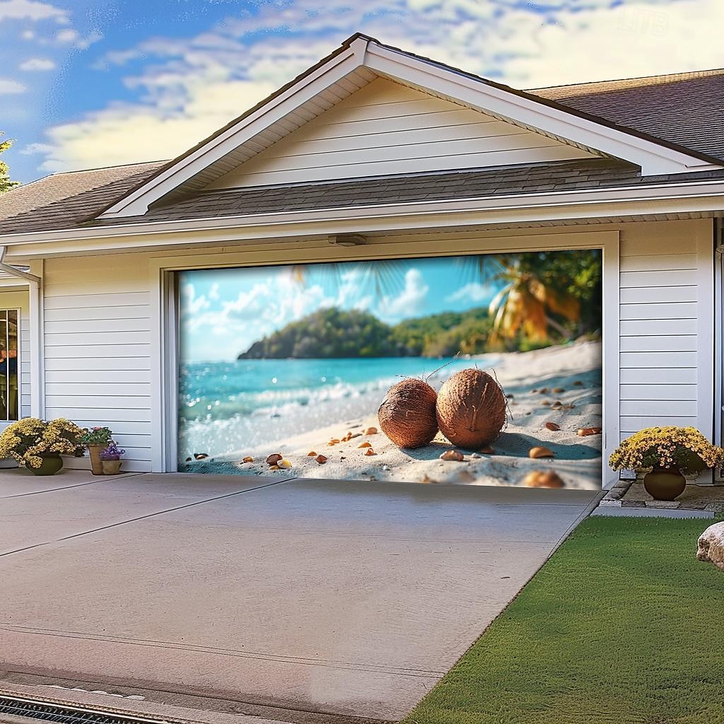 letnie wakacje na plaży baner na osłonę drzwi garażowych piękna duża dekoracja tła na zewnętrzne drzwi garażowe dekoracje ścienne domu impreza impreza parada 2025 - $33.99 –P12