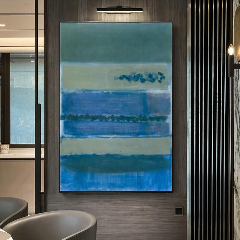 käsinmaalattu taivaansininen merkki rothko kangasmaalaus abstrakti taide sisustus moderni seinätaide nykymaalaus kodin sisustus lahja venytetty kehys valmis ripustettavaksi 2025 - $139.99 –P8