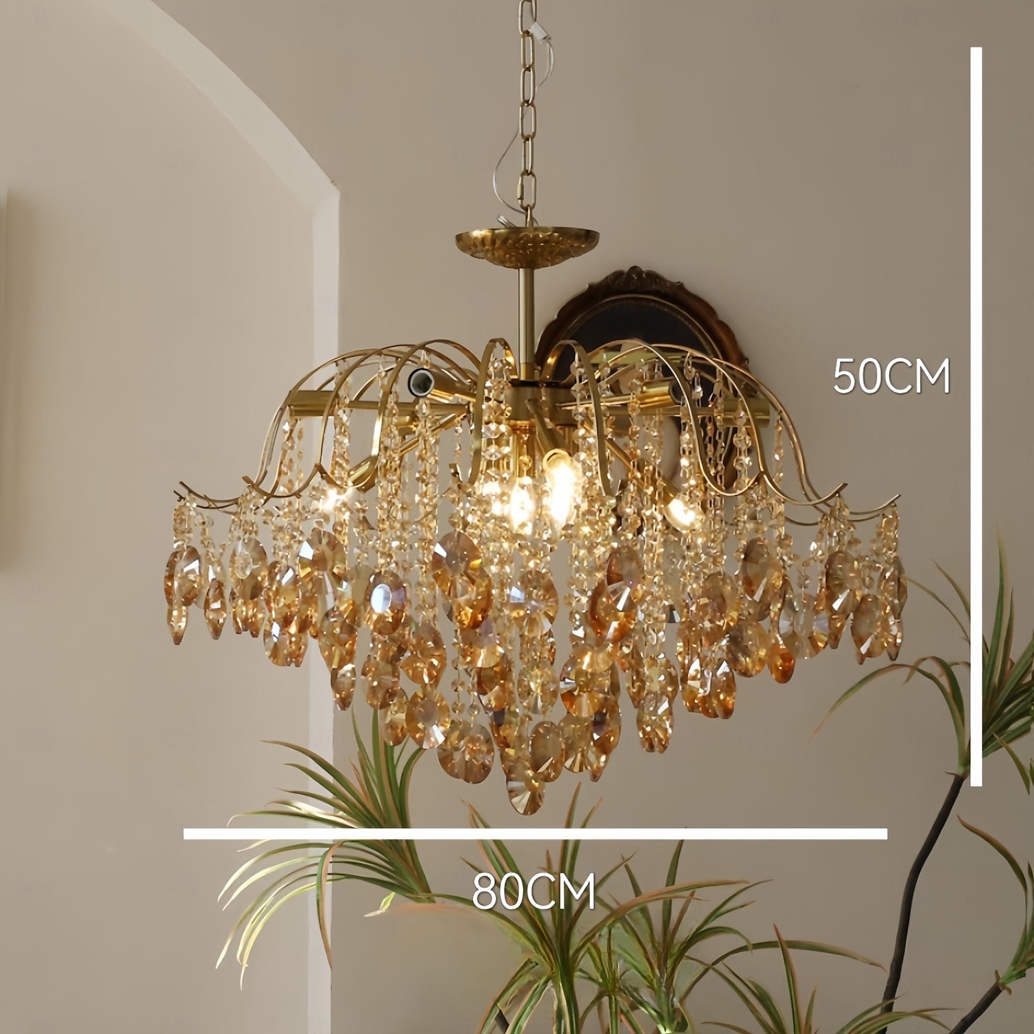 Kronleuchter Deckenleuchte 1 Kopf warmes Licht 50/65/80 cm Kristalllampe Zweig Eisen Vollspektrum romantisches Retro-Licht Luxus Schlafzimmer Esszimmer Wohnzimmer 110–240 V 2025 - $549.99 –P9