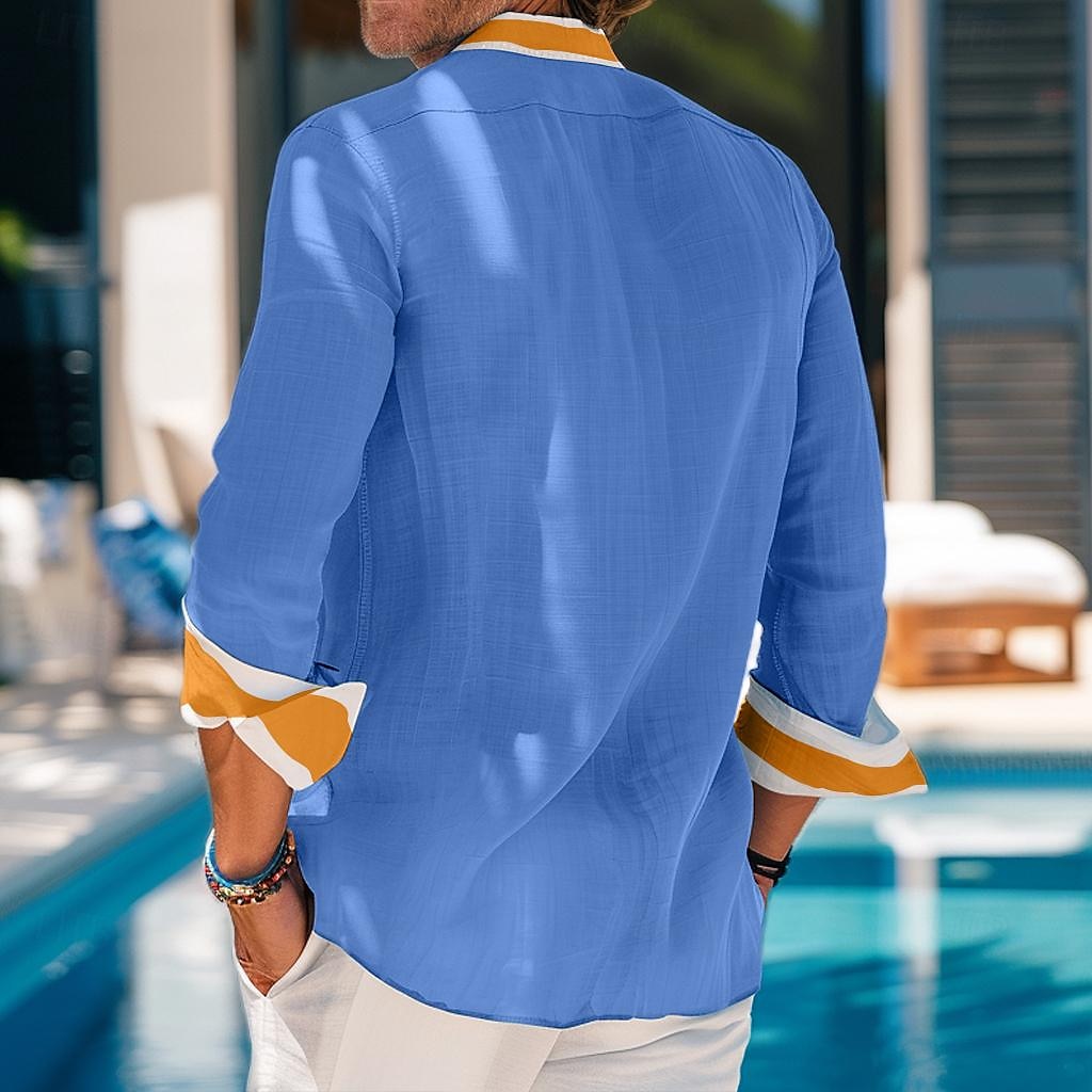 Homens Camisa Social camisa de linho camisa de verão Roupa de Praia camisa de botão Tecido Férias Curise Azul Royal Azul Verde Manga Longa Colarinho Primavera Verão Roupa de 2025 por $25.99 –P2