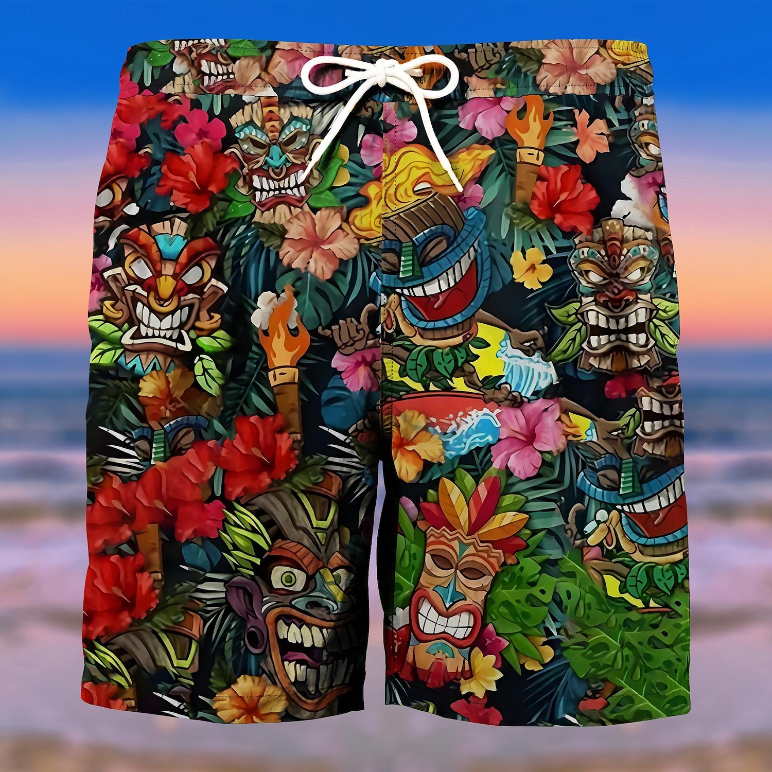 Homens Árvore Máscara Cultura indiana Calção Justo de Natação Shorts de Natação Bermuda de Surf Cintura Média Moda Roupa de rua Designer Casual Diário Feriado Bolsos Com Cordão Cintura elástica de 2025 por $17.99 –P4