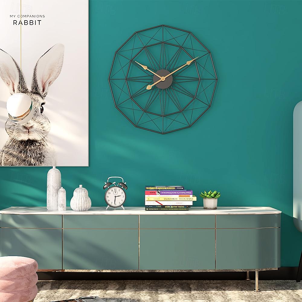 retro pohjoismainen tyyppi rautataide suuri äänettömästi riippuva seinäkello mykistys ripustin kellot koti olohuone makuuhuone sisustustarvikkeet 50 / 60 cm kulta musta 2025 - $92.99 –P3