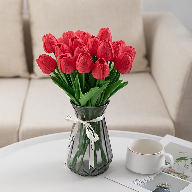 Umělá květina tulipán z pu, realistická simulace tulipánu pro domácí dekoraci, svatební umělá květina, měkký dotek, elegantní aranžmá z umělých tulipánů 2025 - $9.49 –P15