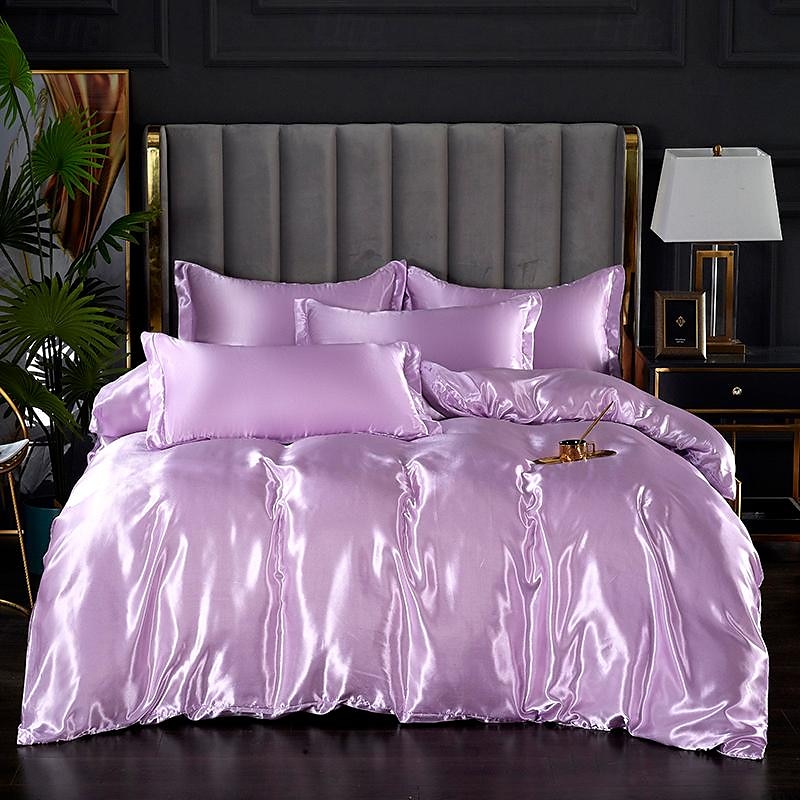 Set copripiumino rinfrescante 3 pezzi lenzuolo rinfrescante set biancheria da letto in raso di seta di lusso con più colori set copripiumino morbido tinta unita 1 copripiumino 2 federe del 2025 a $37.99 –P7