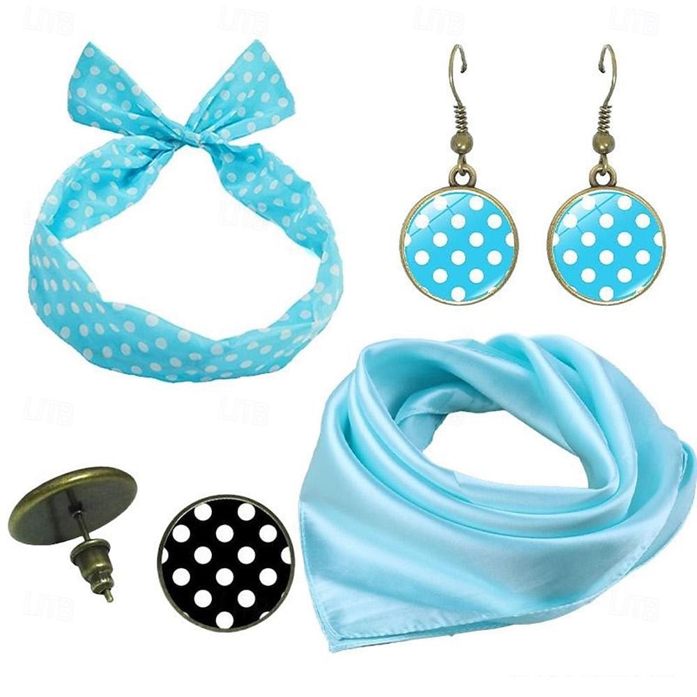 50er Jahre Zubehör Set Retro Vintage 1950er Damen Kostüm Zubehör Kit Roter Taillengürtel Polka Dot Bandana Krawatte Haarband Ohrringe Schal 1950er Jahre Grease Outfits Party Dekor 2026 - $17.99 –P8