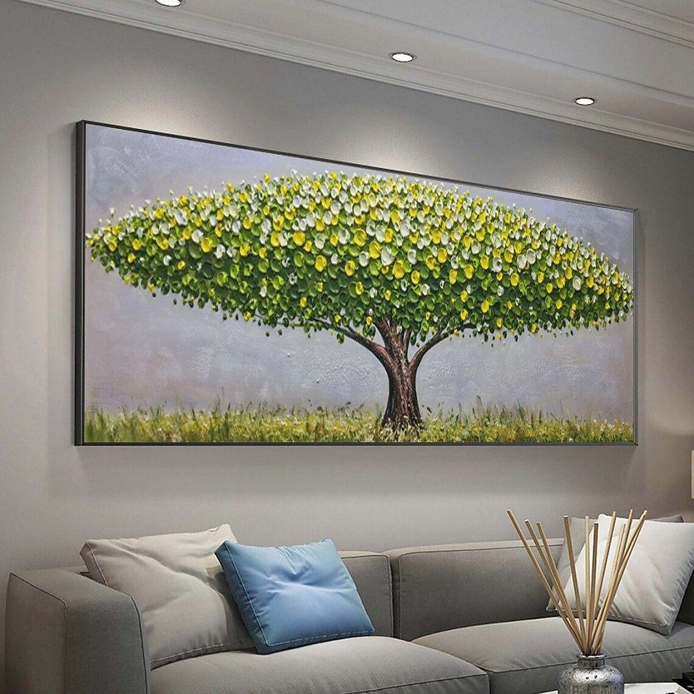 handgemaakt olieverfschilderij canvas muurkunst decoratie modern abstract 3d paletmes groen geldboom voor huisdecoratie gerold frameloos ongerekt schilderij 2025 - $100.99 –P2