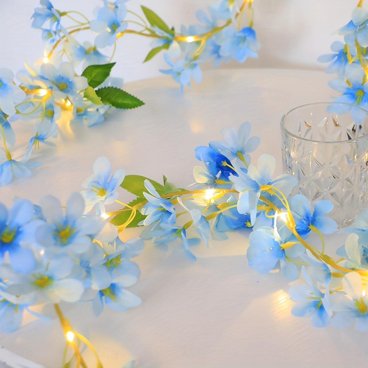 Elegant Wedding Party Reception Flower String Lights – Blue 6-Petal Floral Vine Battery Operated Fairy Lights for Bedroom Seasonal Home Decor 2026 - $14.49 –P7