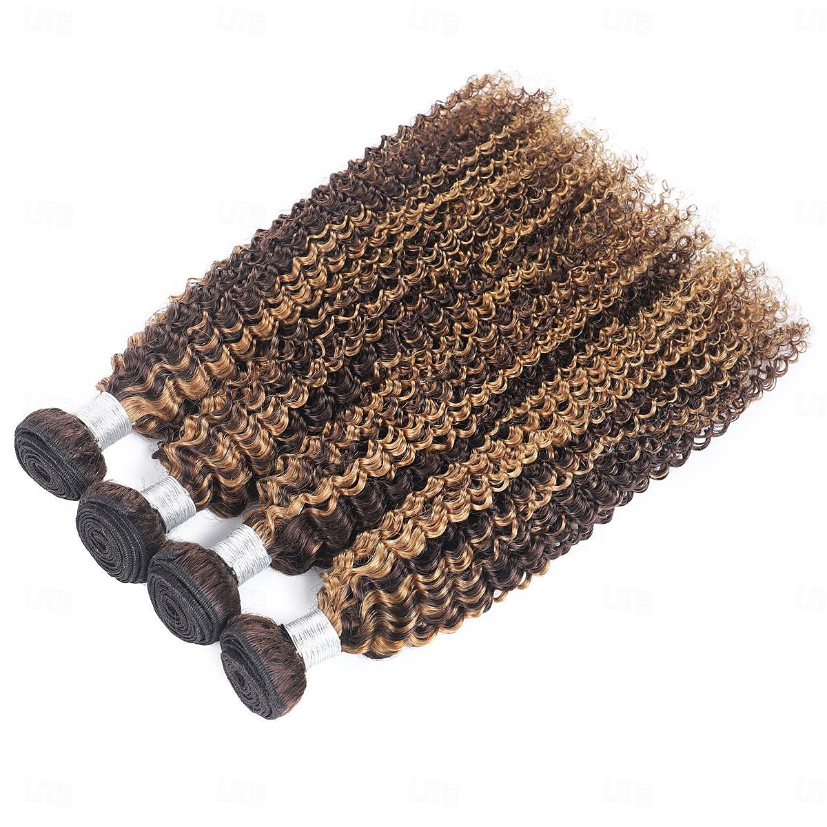 P4/27# Highlight Curly Wave Bundles Human Hair (18 18 20 20 Inches Curly Wave  4 Bundles) Brazilian Human Hair for Black Women 2026 - $245.19 –P5