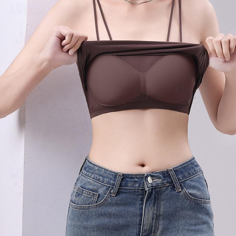 Damen Unterhemd Trägertop Basic ärmellose reguläre Oberteile Trägerlos Weiß Braun Grau Sommer 2025 - $19.49 –P8