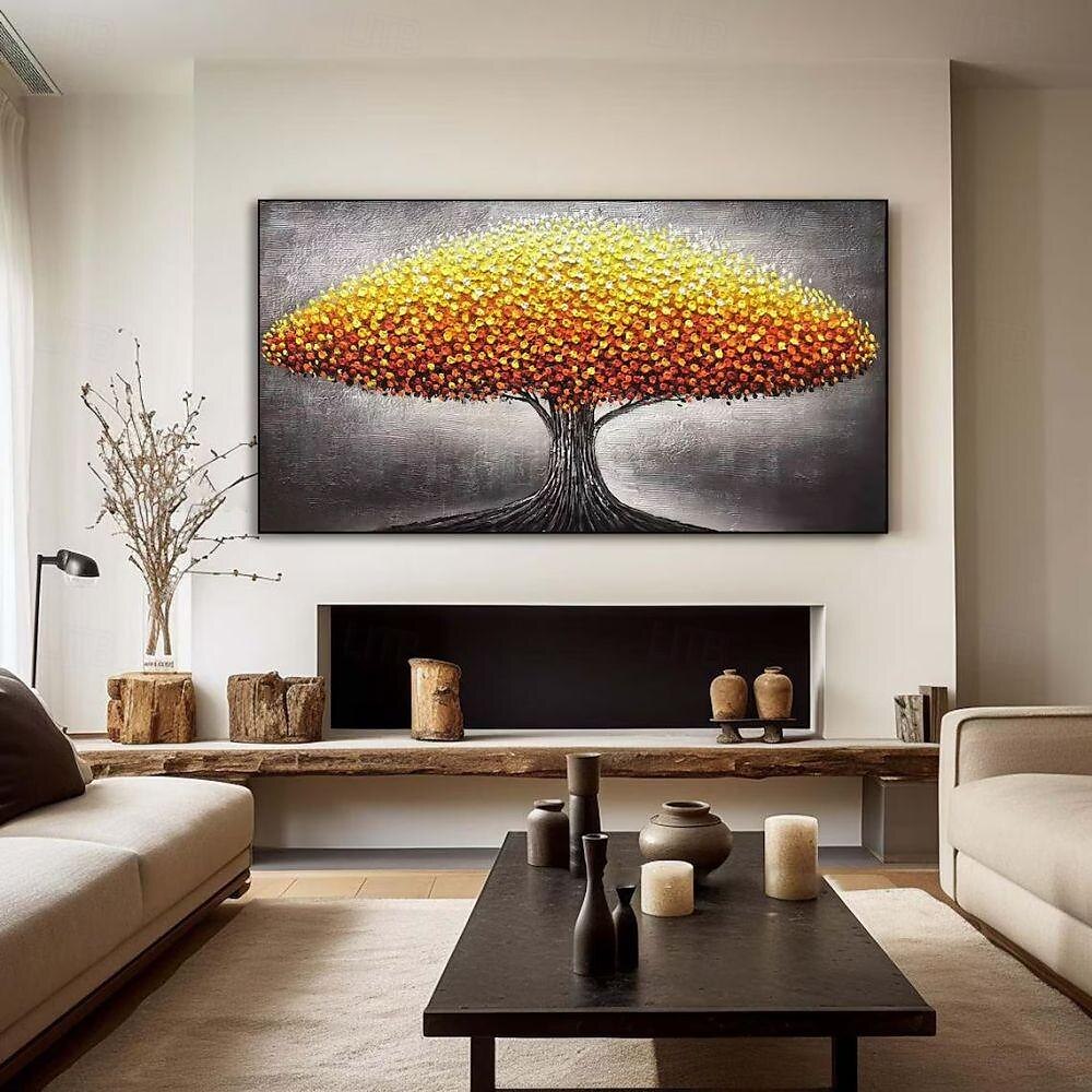 handgemaakt olieverfschilderij canvas muurkunst decoratie modern abstract 3d paletmes groen geldboom voor huisdecoratie gerold frameloos ongerekt schilderij 2025 - $100.99 –P12