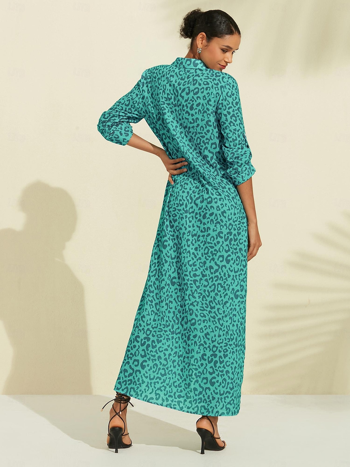 Sequin Leopard Print Maxi Shirt Dress 2024 - $52.99 –P2