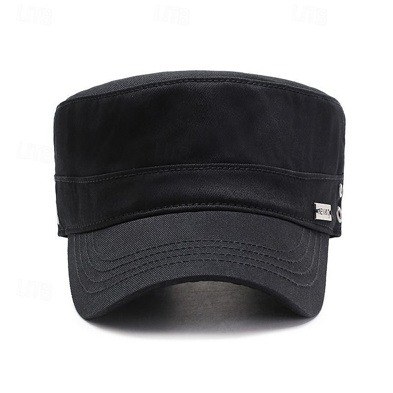 Homens Boina Chapéu de sol Chapéu de caminhoneiro Preto Azul Marinha Algodão Moda Casual Rua Diário Tecido Ajustável Filtro Solar Respirável de 2026 por $8.49 –P8