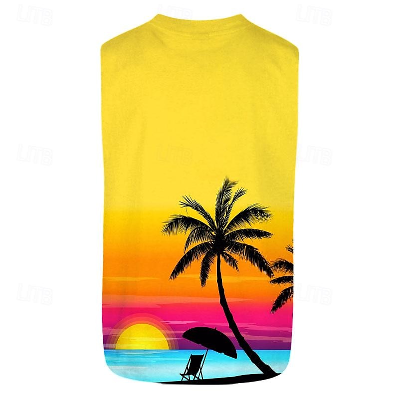 Bărbați Grafic Palmier de nuca de cocos Vest Top Tricou fără mâneci pentru bărbați Fără manșon Tricou Tipărire 3D Stil Nautic Cămașă Vacanță Tropical Designer Petrecere Zilnic Sală de Fitness Galben 2025 - €14.99 –P2