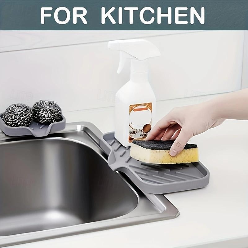 1 organizer multiuso per lavello in silicone: portasapone drenabile con spazzola e porta spugna per cucina & bagno del 2025 a $10.99 –P3