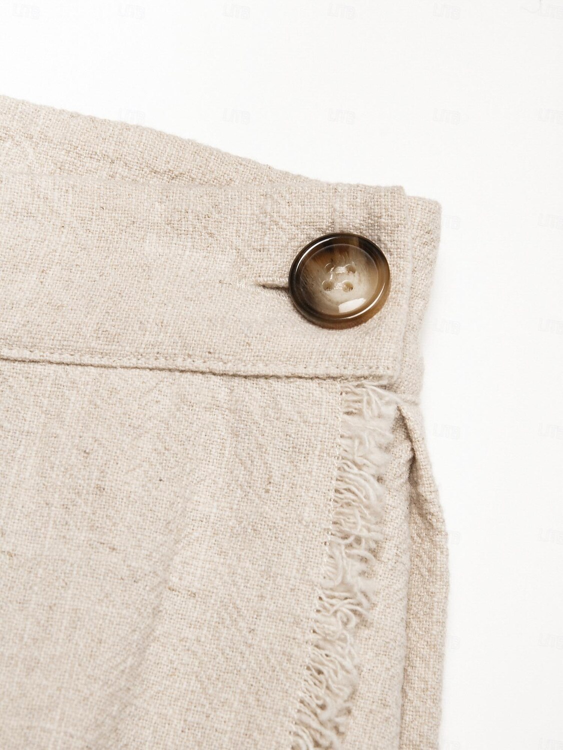 Women's Linen Blend Khaki Box Pleated Midi Skirt 2025 - $72.99 –P7