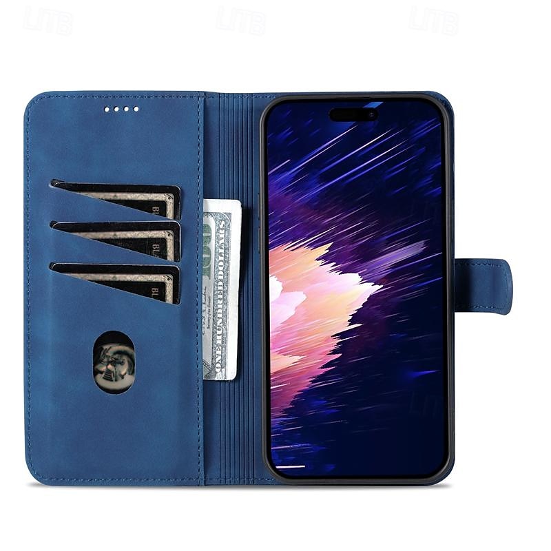 Phone Case For iPhone 16 15 14 Pro Max Plus 13 12 11 Pro Max Mini Wallet Case Full Body Protective Kickstand Card Slot Retro TPU PU Leather 2025 - $10.99 –P8