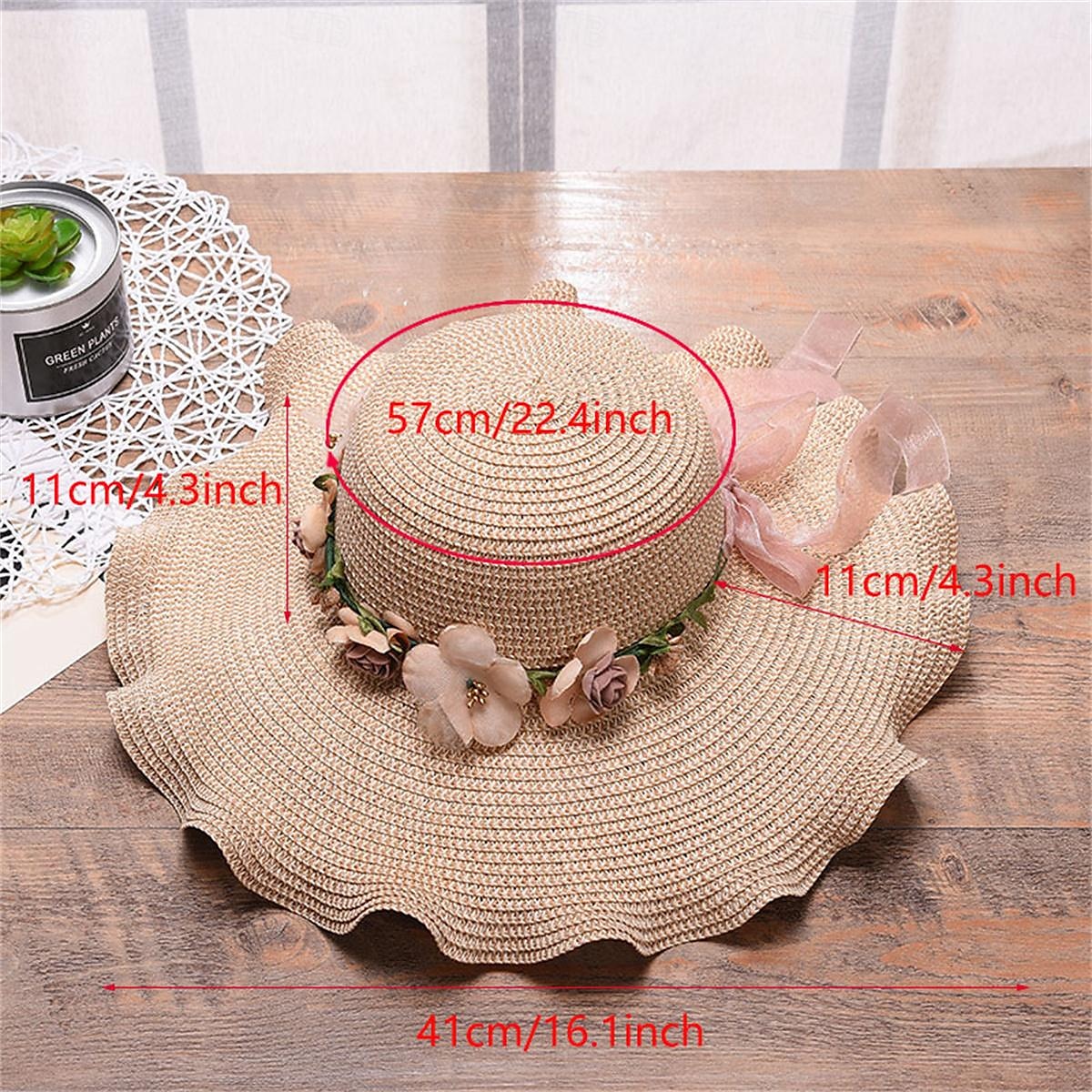 Women's Hat Sun Hat Portable Sun Protection Outdoor Holiday Beach Flower Pure Color 2025 - $9.49 –P1