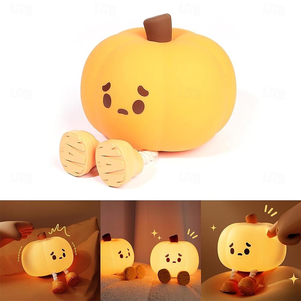 Kürbis-Nachtlicht, gruseliges Kürbis-Silikon-Putting-Light, 3 Dimm-Helligkeit einstellbar, weiches Licht für das Schlafzimmer &wohnzimmer halloween weihnachtsdekoration 2025 - $29.99 –P4