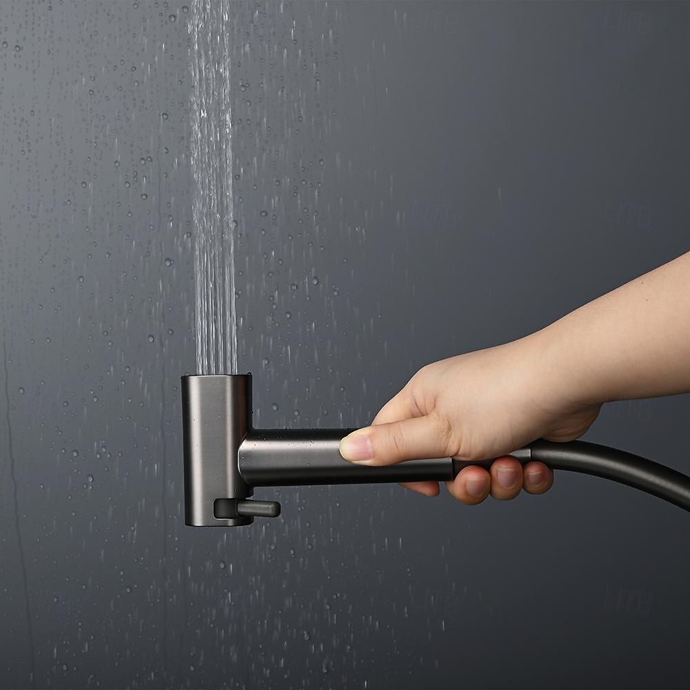 spruzzatore per bidet oro spazzolato valvola in ottone a pulsante nascosto con ripiano porta carta spruzzatore in plastica tubo in pvc grigio del 2025 a $286.73 –P10