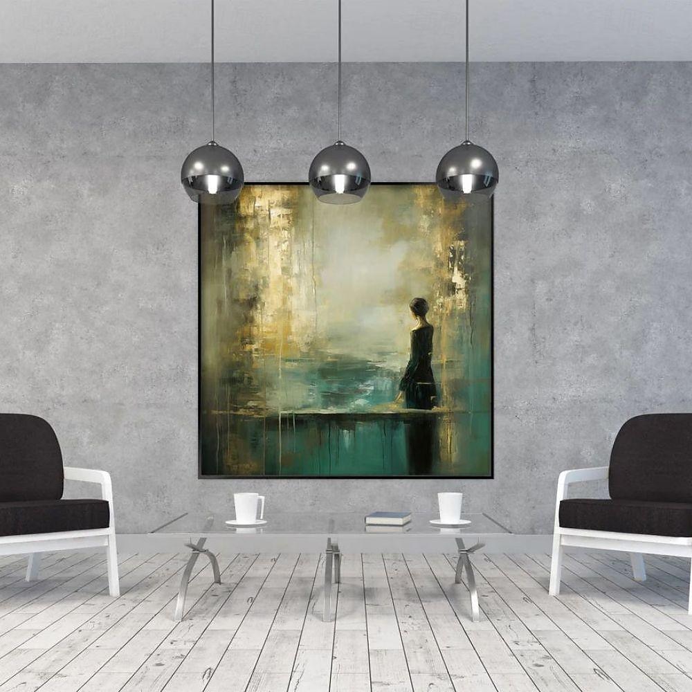 Peinture à l'huile faite à la main sur toile, décoration murale, figure de femme rétro, paysage abstrait doré pour la décoration intérieure, peinture roulée sans cadre, non étirée de 2026 ? $67.99 –P4