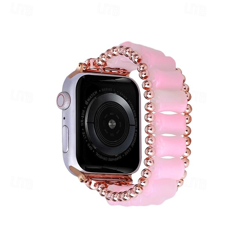 Pulseira de joias Compatível com Pulseira Apple Watch 38mm 40mm 41mm 42mm 44mm 45mm 49mm Com Miçangas Ajustável Respirável Resina pulseira de substituição para iwatch Ultra 2 Series 9 8 7 SE 6 5 4 3 de 2025 por $14.99 –P15