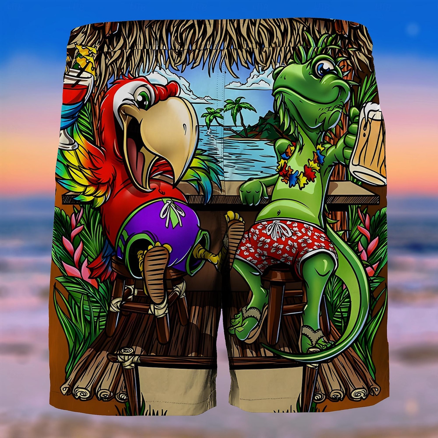 Herr Grafisk Träd Papegoja Badshorts Boardshorts Medium Midja Mode Streetwear Designer Ledigt Dagligen Helgdag Ficka Snörning Elastisk midja Designer Kläder 2025 - $17.99 –P3