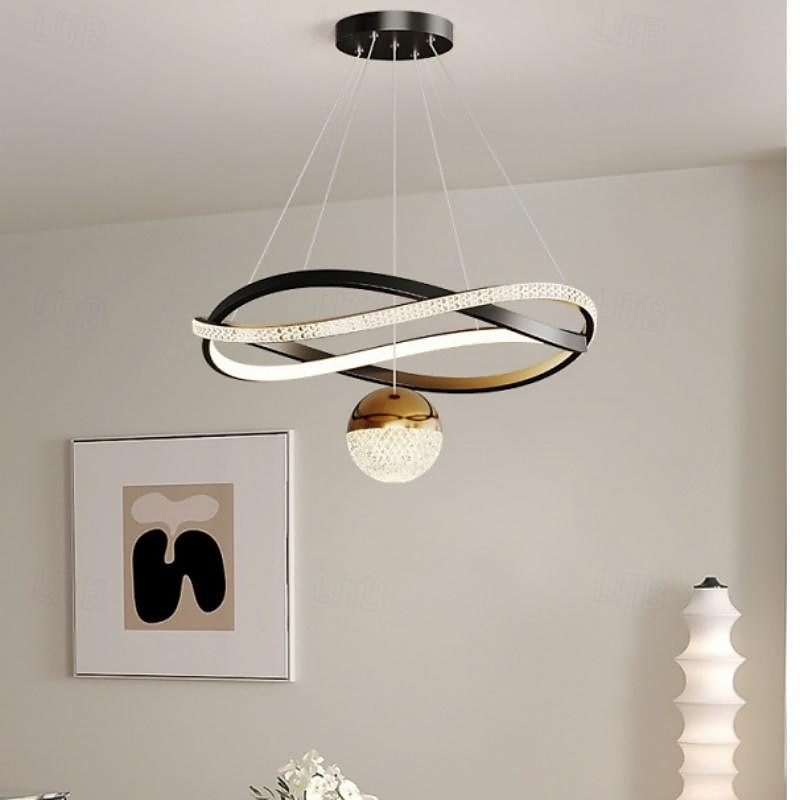 moderne krystall LED lysekrone for stue spisestue soverom hjem utskiftelig gull sirkel ring hengende pendel lys 2025 - $299.99 –P4