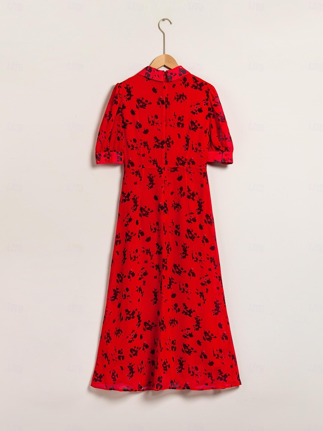 Abito midi in chiffon con maniche a sbuffo e stampa floreale del 2026 a $148.99 –P8