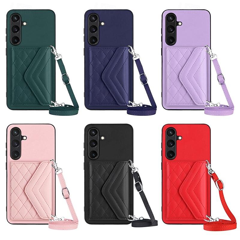 telefon fodral Till Samsung Galaxy S24 S23 S22 S21 Ultra Plus A55 A35 A25 A15 5G A54 A34 A14 A53 A33 A23 A13 S25 Ultra Skal med stativ med snodd Kortplats Kontor / företag TPU PU läder 2025 - $19.99 –P1