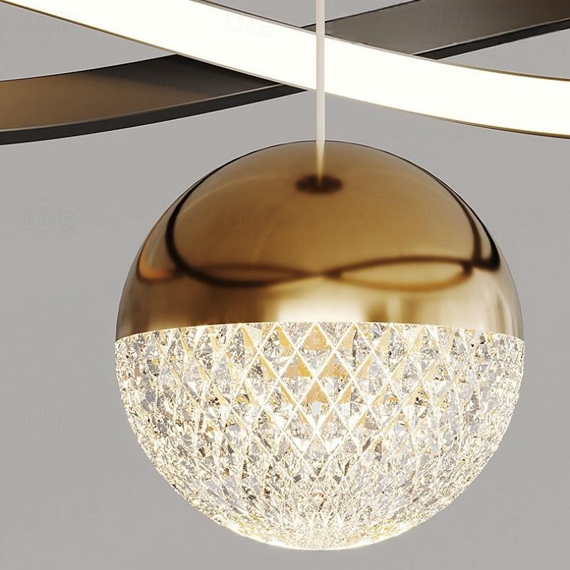 moderne krystall LED lysekrone for stue spisestue soverom hjem utskiftelig gull sirkel ring hengende pendel lys 2025 - $299.99 –P1