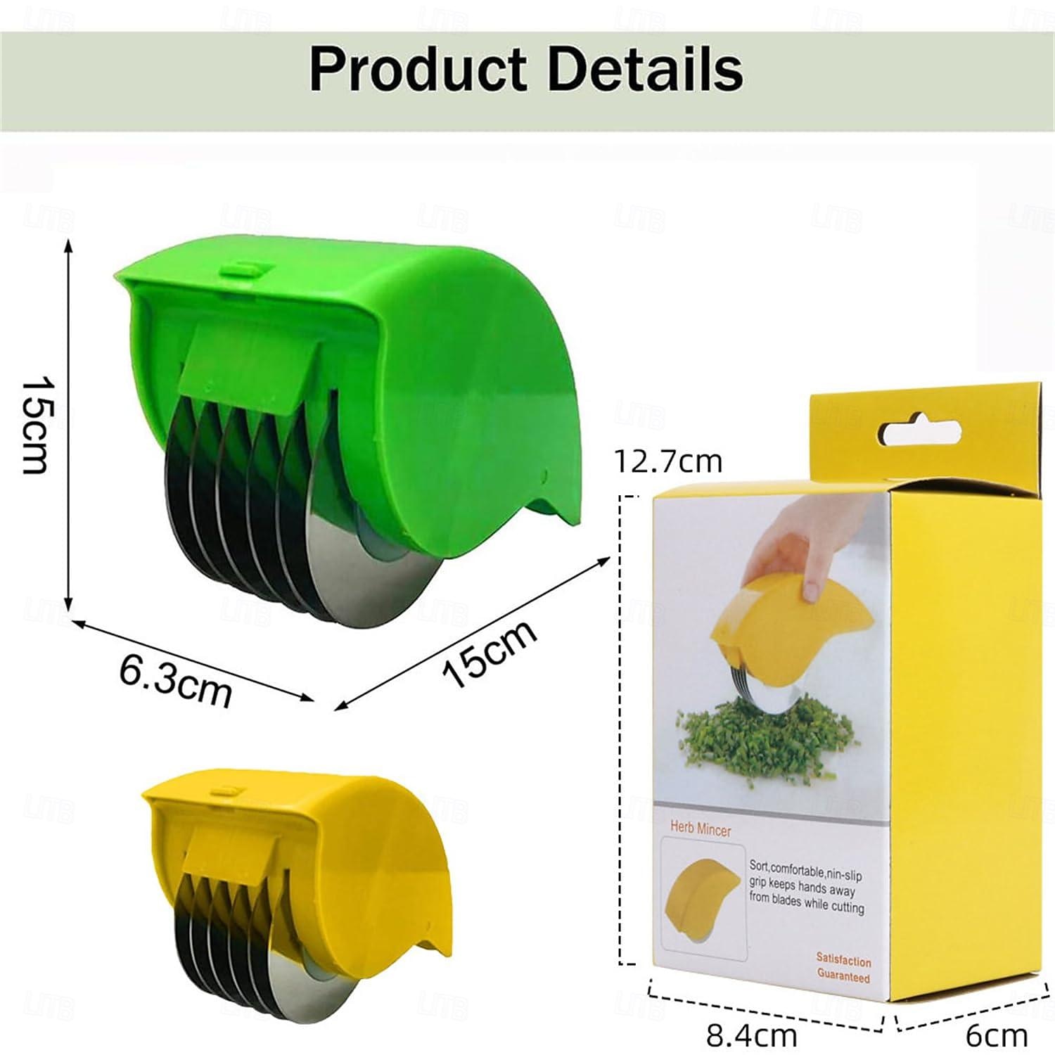 1/2 stk persillehakker rull manuell hånd løkløk gressløk myntekutter persillehakker for tabouleh med 6 kniver i rustfritt stål 2025 - $11.49 -P6