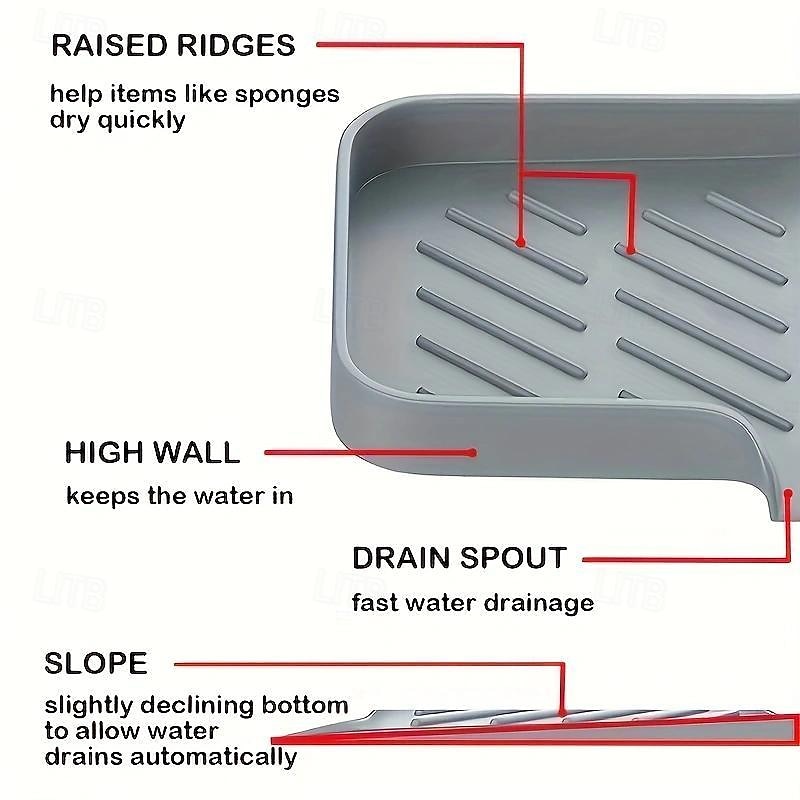 1 organizer multiuso per lavello in silicone: portasapone drenabile con spazzola e porta spugna per cucina & bagno del 2025 a $10.99 –P4
