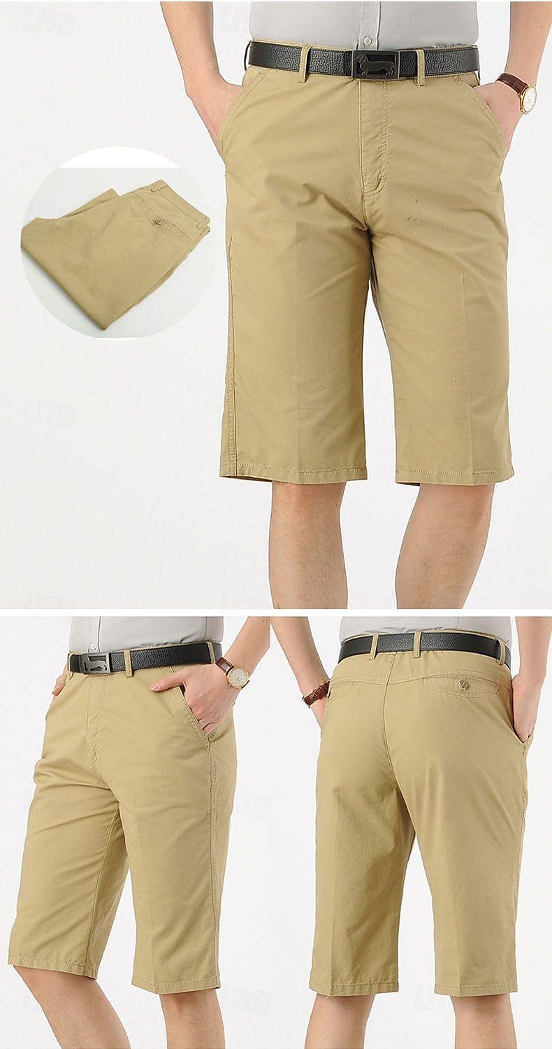 Homens Shorts sociais Shorts de trabalho Calças Capri Côr Sólida Resistente a rugas Comprimento da panturrilha Casual Final de semana Casual Preto Verde Tropa Cintura Alta Micro-Elástica de 2025 por $17.99 –P1