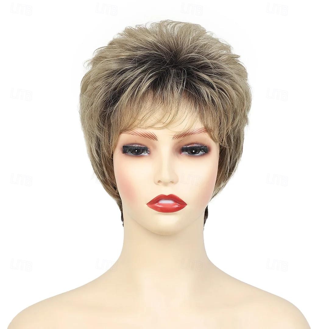 Wig Natural Wave Asymmetrical With Bangs Wig Short Golden Blonde Synthetic Hair Women's Classic Blonde Short Blonde Pixie Cut Wig 2026 - $19.99 –P4