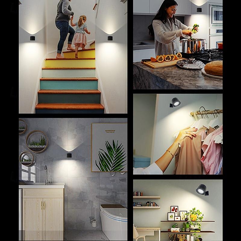 1/2pcs Picture Light LED Wall Mounted Lights with Remote, Sensor Puck Lamp Rechargeable Battery Operated, Tri-Color Dimmable Magnetic 360° Rotation Cordless Light for Bedroom Bedside 2025 - $44.99 –P6