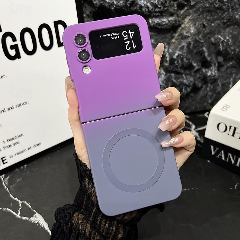 2025年 Samsung Galaxy Z Flip 6 Z Flip 5 Z Flip 4 Z Flip 3 用の電話ケース バックカバー ワイヤレス充電サポート ショックプルーフ カラーグラデーション TPU  コレクション – $12.99 –P7