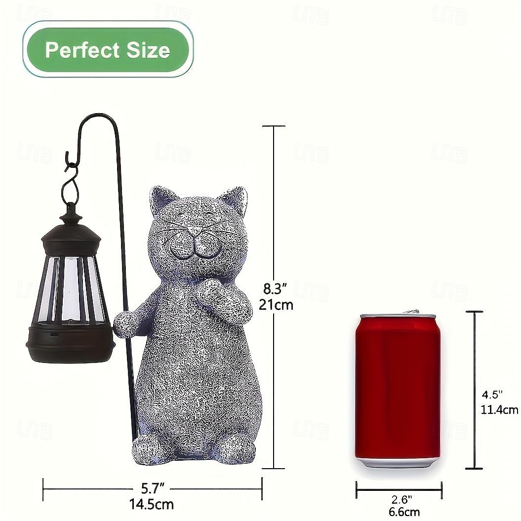 zonne-tuinbeeld kat beeldje lichte tuinkunst met zonne-lantaarn, liefdevolle kat voor terras, balkon, tuin, gazon-uniek housewarming cadeau voor tuin moeder oma 2026 - $31.99 –P9