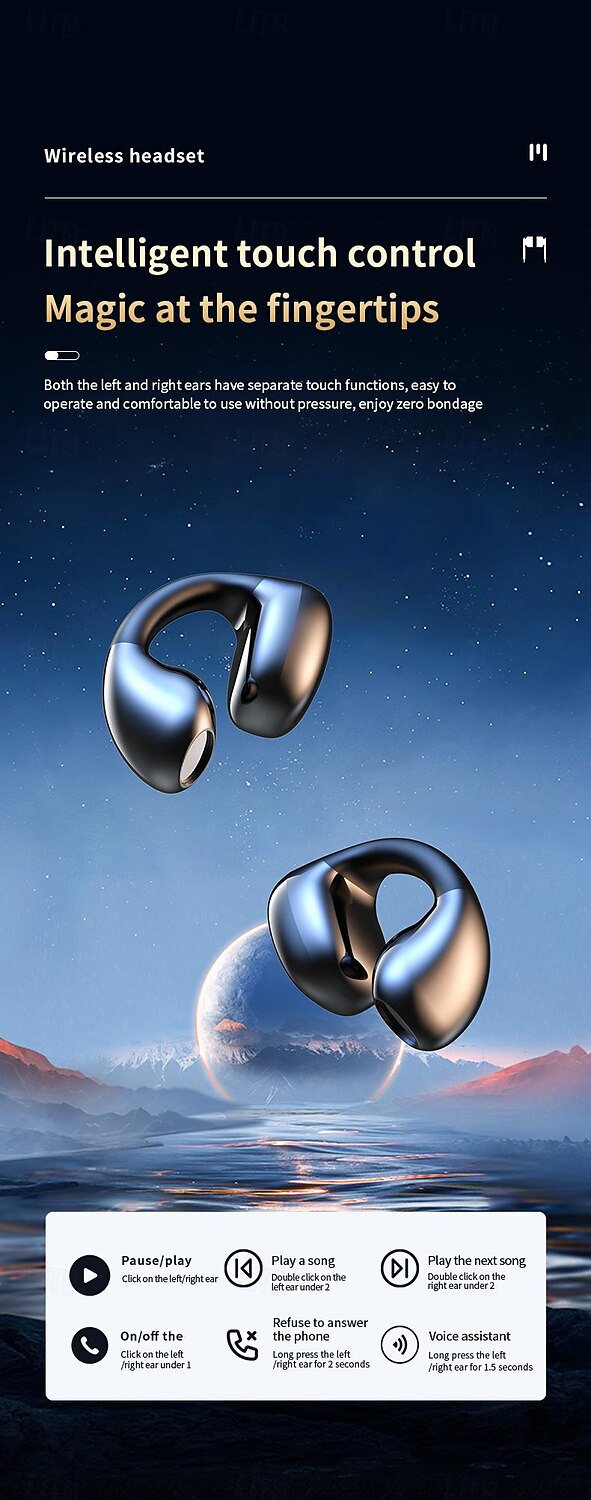 Bone Conduction TWS Wireless Headphones Bluetooth Gaming Headsets LED Digital Display HiFi Noise Canceling Sports Earphones 2025 - $18.99 –P11
